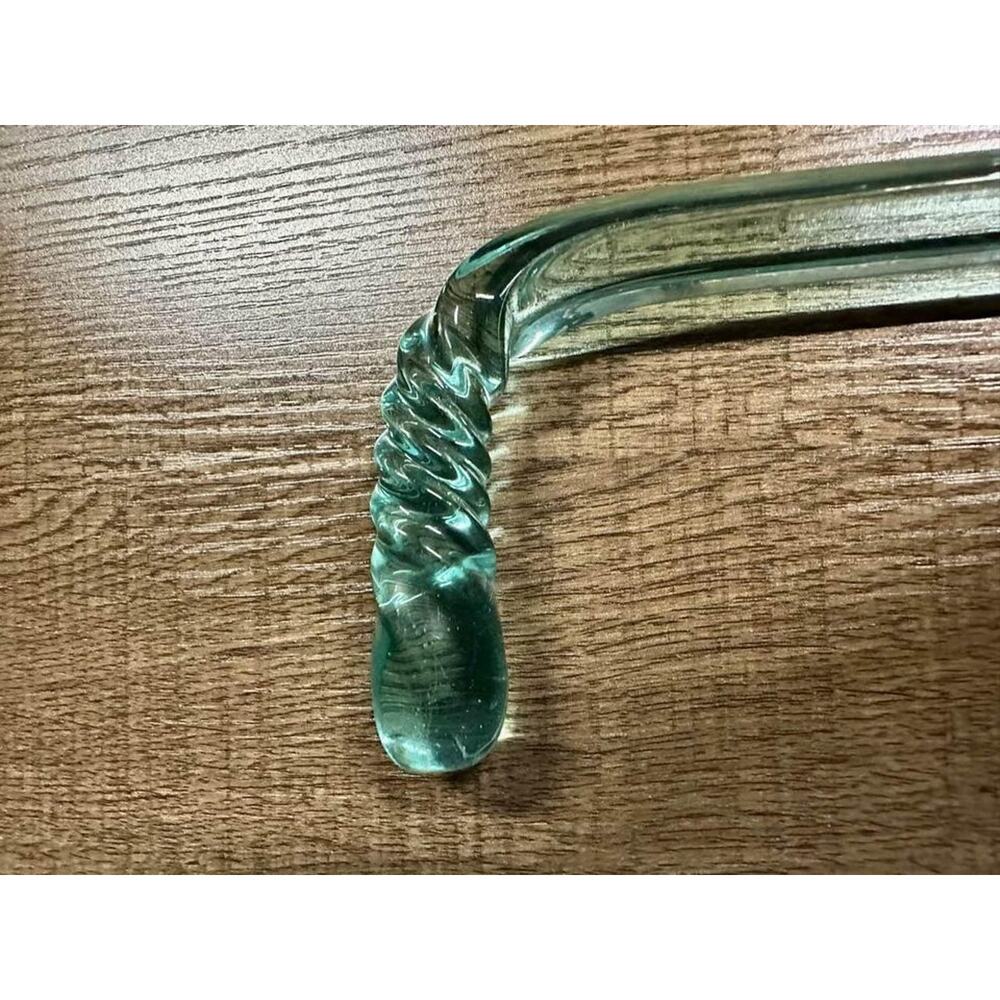 Antique Victorian Hand-Blown Glass Aqua Swirl 29" End of Day Parade Walking Cane - Picture 2 of 8